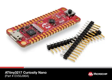 Produktfoto 1 von Microchip ATtiny3217 Curiosity Nano Evaluierungskit MCU, Mikrocontrollerplatine Evaluierungskit ATtiny3217 ATtiny