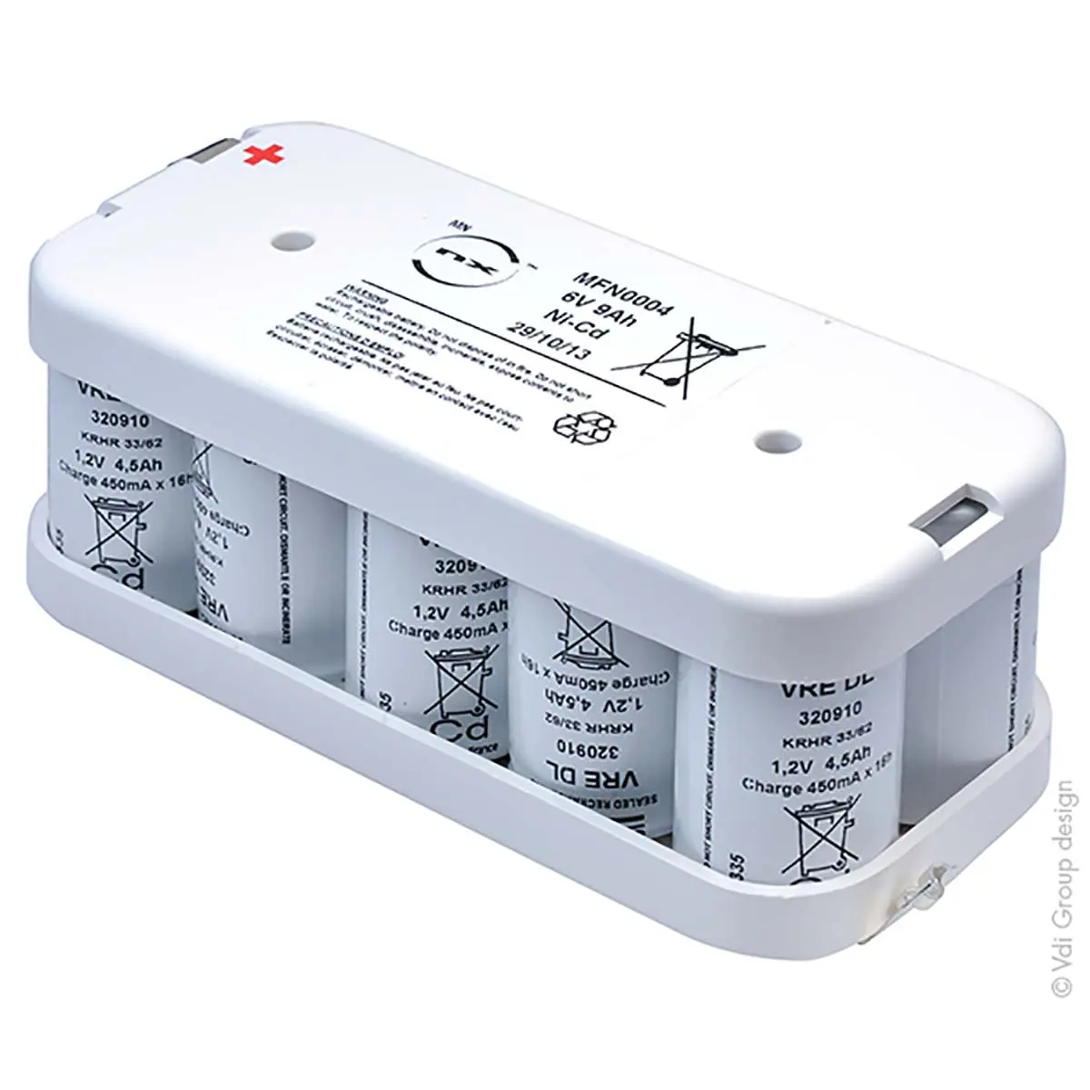 Produktfoto 1 von RS PRO NiCd D Akkupack, 10-Zellen D 6V / 8Ah, Löt-Anschluss