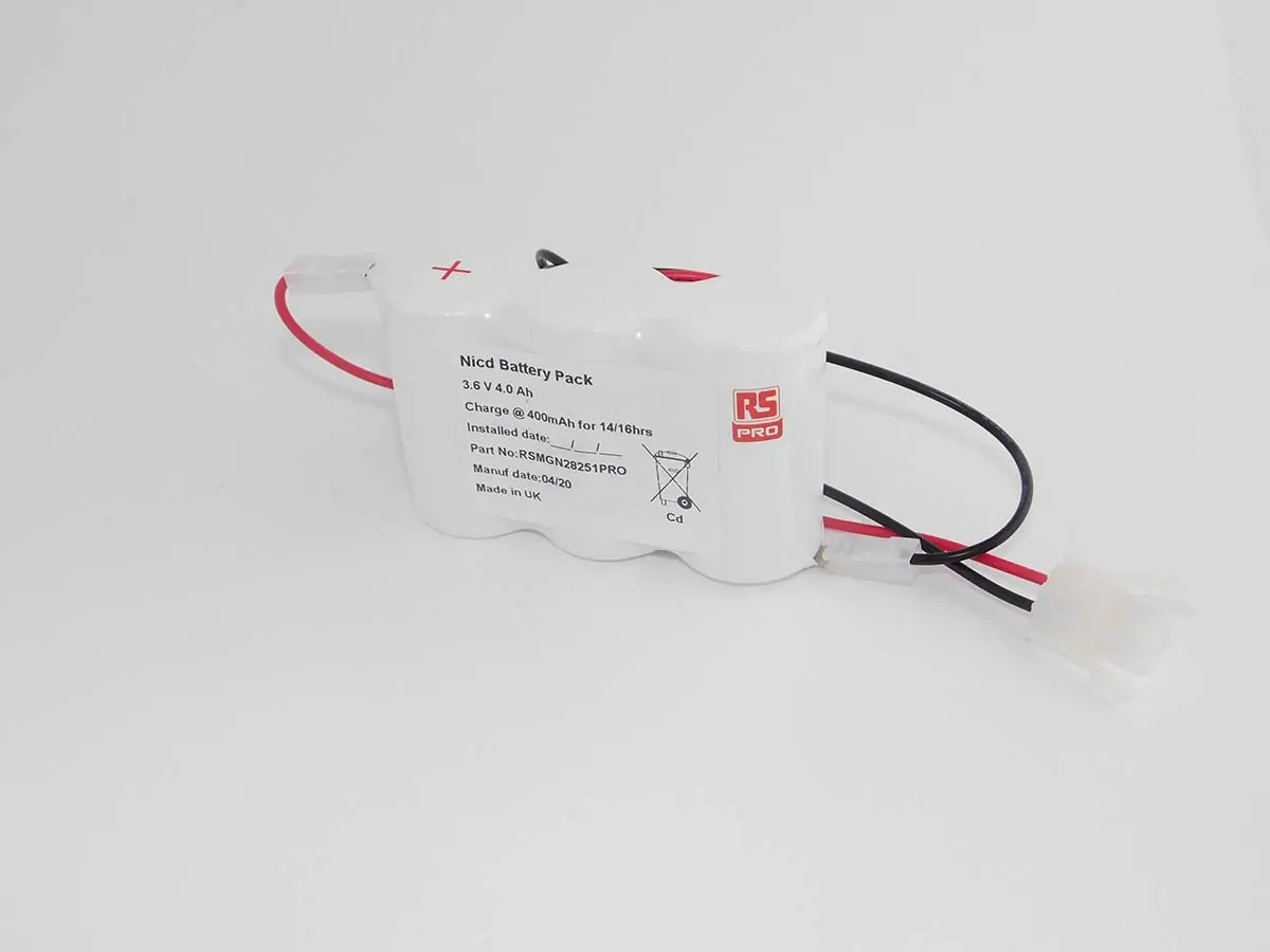 Produktfoto 1 von RS PRO NiCd Akkupack, 3-Zellen D 3.6V / 4Ah, Draht-Anschluss