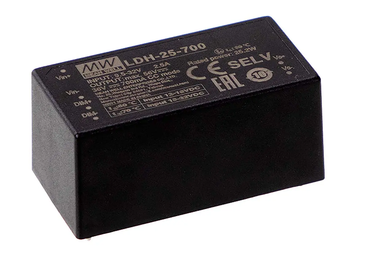 Produktfoto 1 von MEAN WELL LED-Treiber, 25 W 9.5/32 V LED-Treiber 700 mA, Ausgang 84 V Pulsbreitenmodulation