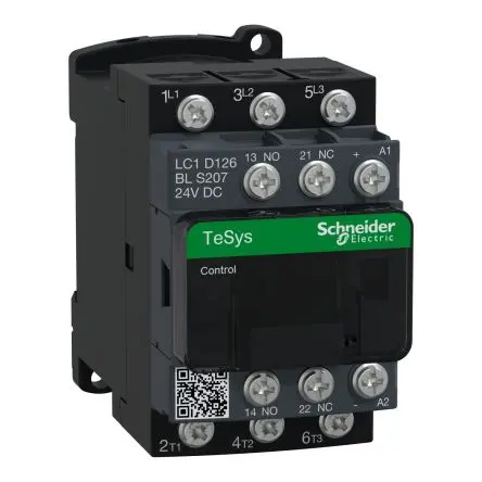 Produktfoto 1 von Schneider Electric TeSyS D Schütz 24V dc-Spule, 3-polig, 690V / 12 A 24V dc 7.5 kW 3 Schließer Motorsteuerung,