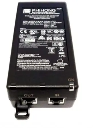 Produktfoto 1 von Phihong PoE Injektor 240V ac Input / 56V dc Output, 1.6 A 1 Port 90 W 1 Port 166 mm L. 80mm B.