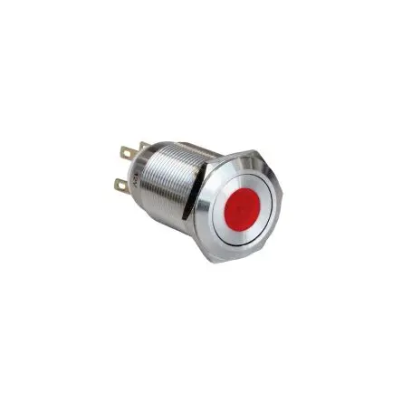 Bulgin MPI005 Druckschalter Rot Beleuchtet Rastend Panel Ø 19 mm, SPST / 1A 24 V dc, IP65