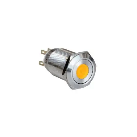 Produktfoto 1 von Bulgin MPI005 Druckschalter Gelb Beleuchtet Rastend Panel Ø 19 mm, SPST / 1A 24 V dc, IP65