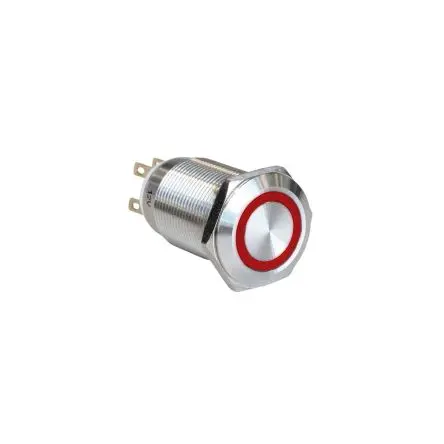 Bulgin MPI005 Druckschalter Rot Beleuchtet Rastend Panel Ø 19 mm, SPST / 1A 24 V dc, IP65