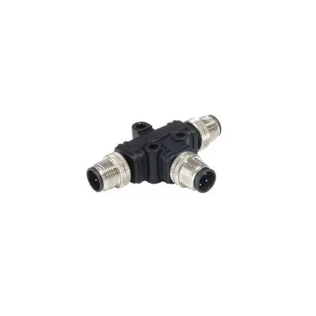 Produktfoto 1 von Bulgin, T M12 Rundsteckverbinder Adapter M12, IP67 Stecker 4 M12 Stecker