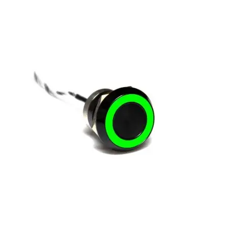 Bulgin MC22 Kapazitiver Schalter Kapazitiv Rastend Öffner 12V dc / 24V dc Ein-Aus Schwarz anodisiert Beleuchtet, Grün,