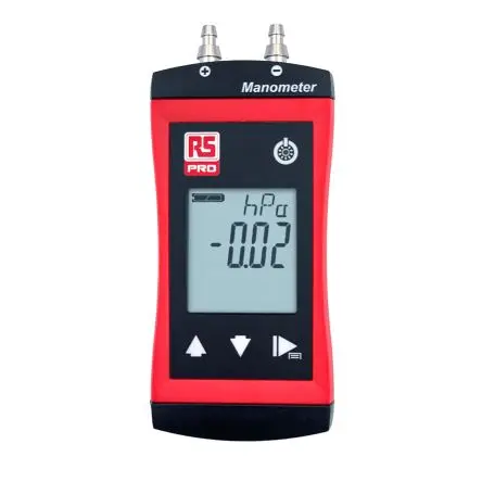 Produktfoto 1 von RS PRO RS 1107 Differenzial Druckmessgerät 2 ±0.2 %, -200 mbar → 200 mbar