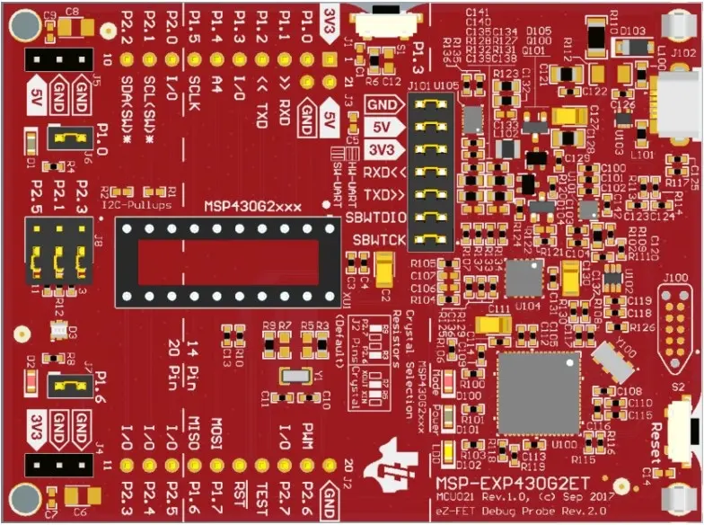 Produktfoto 1 von Texas Instruments Value Line MSP430 LaunchPad Entwicklungskit, Entwicklungsboard Entwicklungstool Microcontroller MSP430