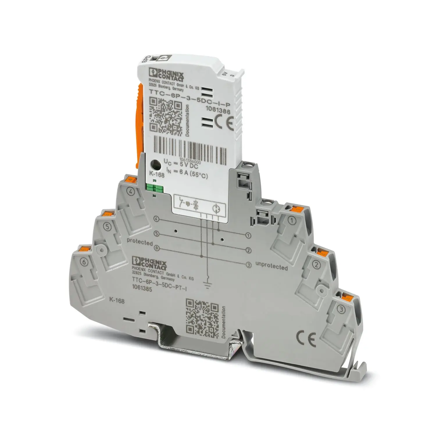 Produktfoto 1 von Phoenix Contact, Überspannungsschutz, 5 V 10 kA DIN-Hutschiene Surge Protection Device TTC