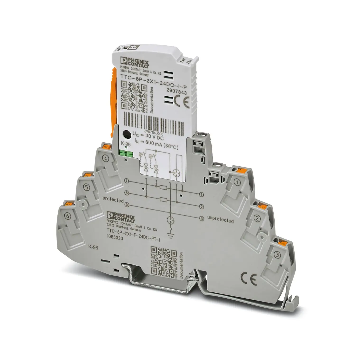 Produktfoto 1 von Phoenix Contact, Überspannungsschutz, 800 V 10 kA DIN-Hutschiene Surge Protection Device TTC