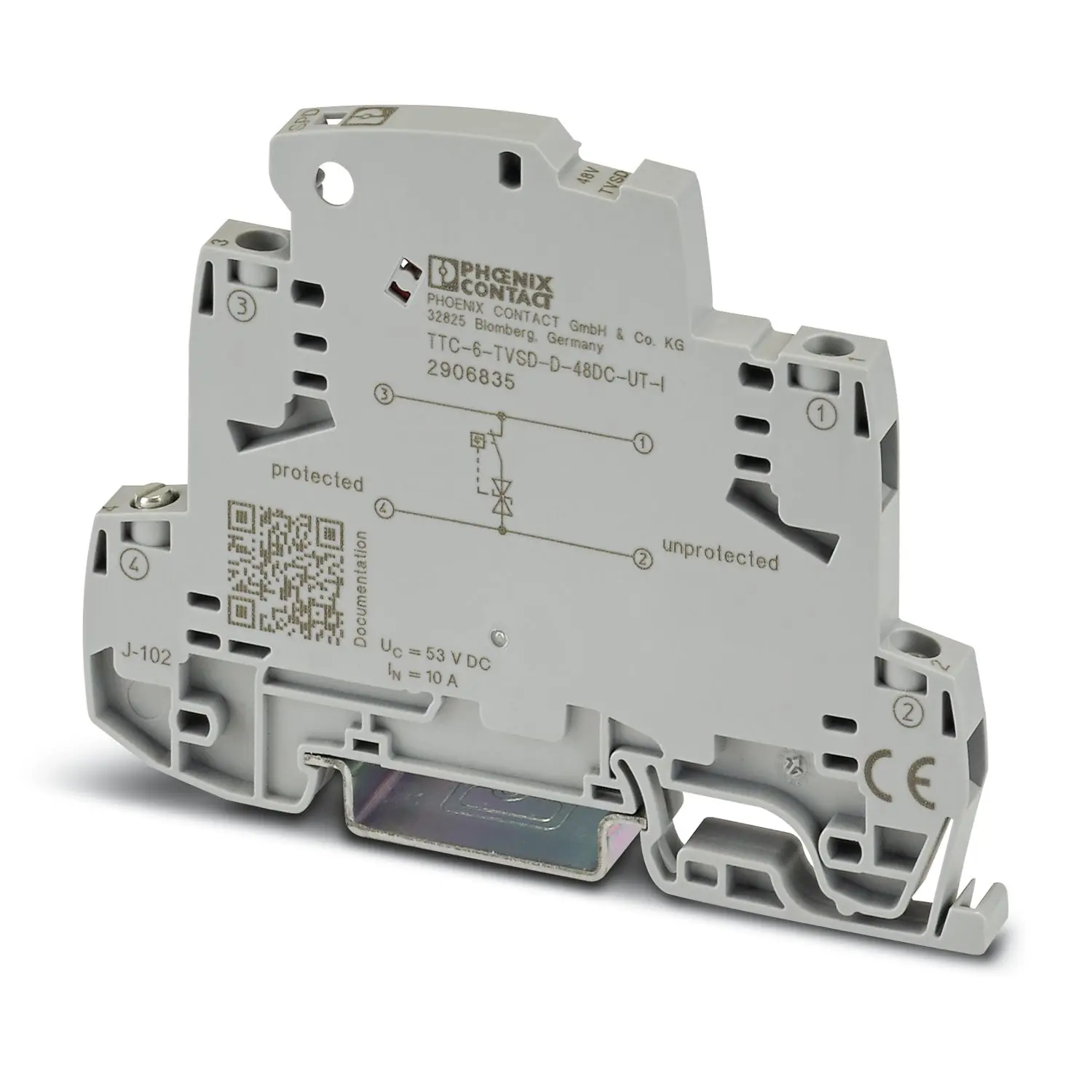 Produktfoto 1 von Phoenix Contact, Überspannungsschutz, 80 V 300 A DIN-Hutschiene Surge Protection Device TTC