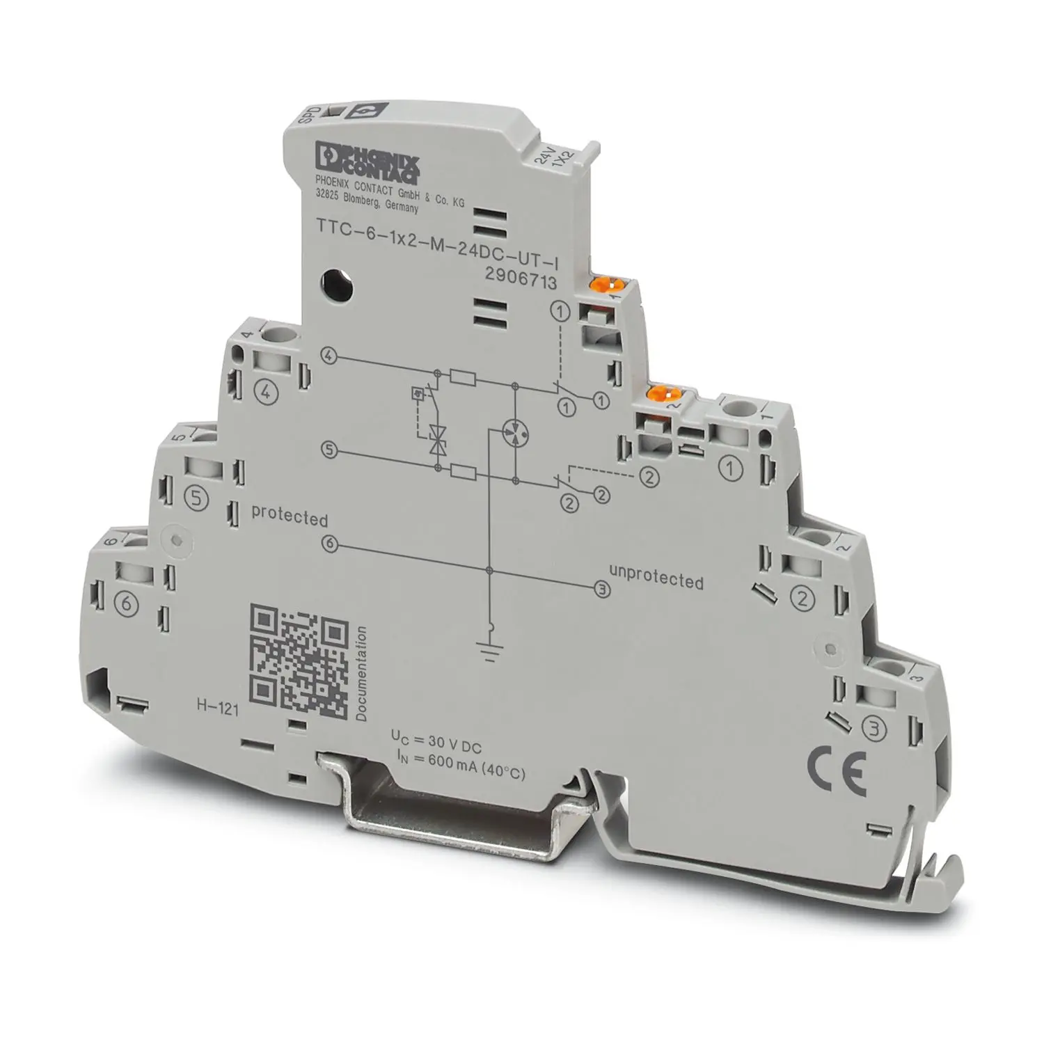 Produktfoto 1 von Phoenix Contact, Überspannungsschutz, 30 V 20 kA DIN-Hutschiene Surge Protection Device TTC