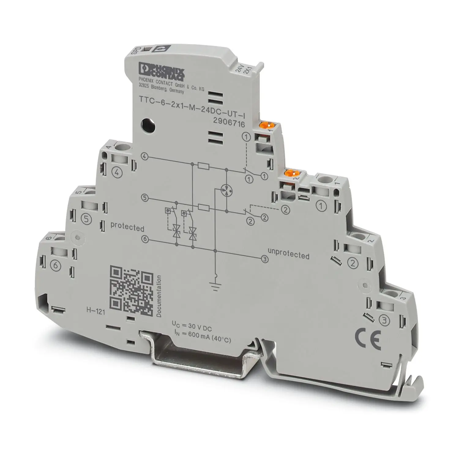 Produktfoto 1 von Phoenix Contact, Überspannungsschutz, 140 V 20 kA DIN-Hutschiene Surge Protection Device TTC