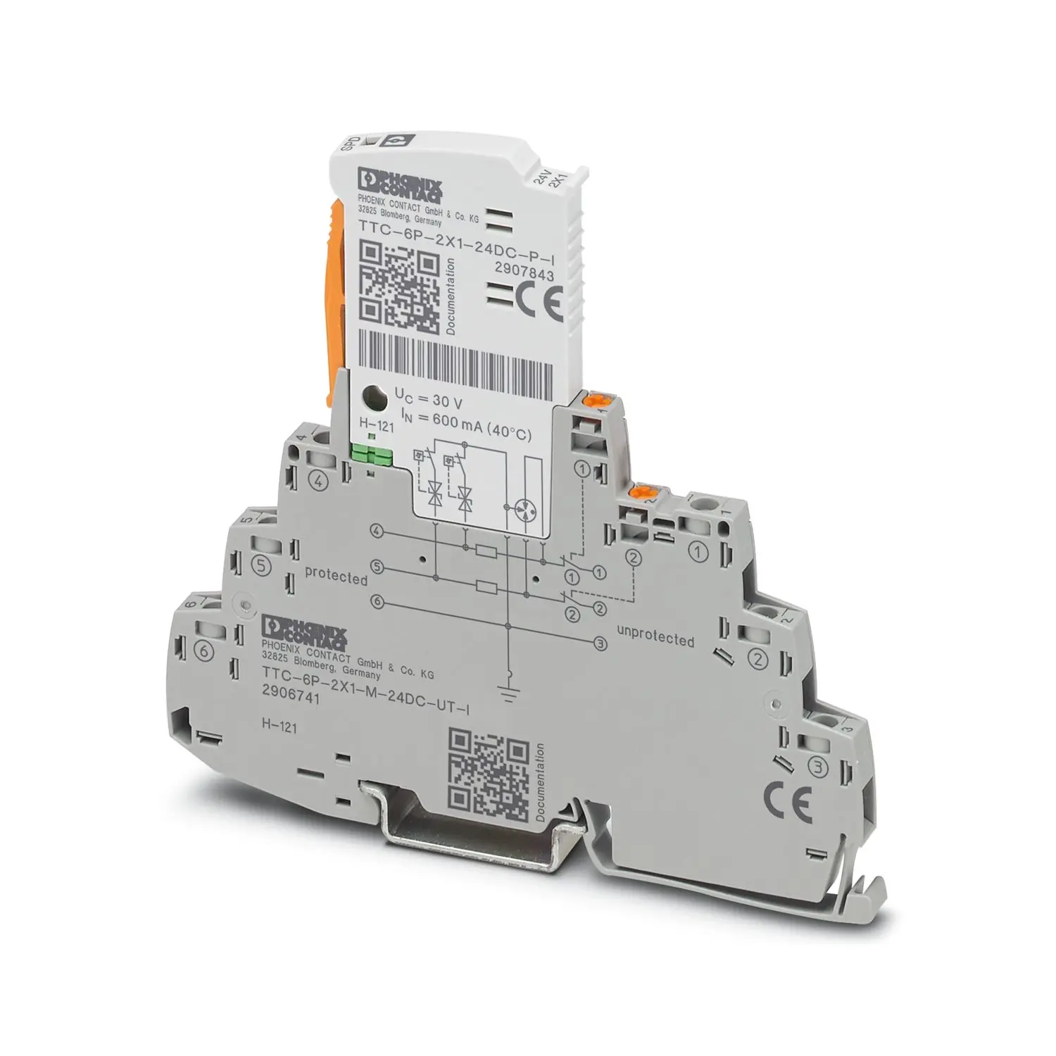 Produktfoto 1 von Phoenix Contact, Überspannungsschutz, 190 V 20 kA DIN-Hutschiene Surge Protection Device TTC