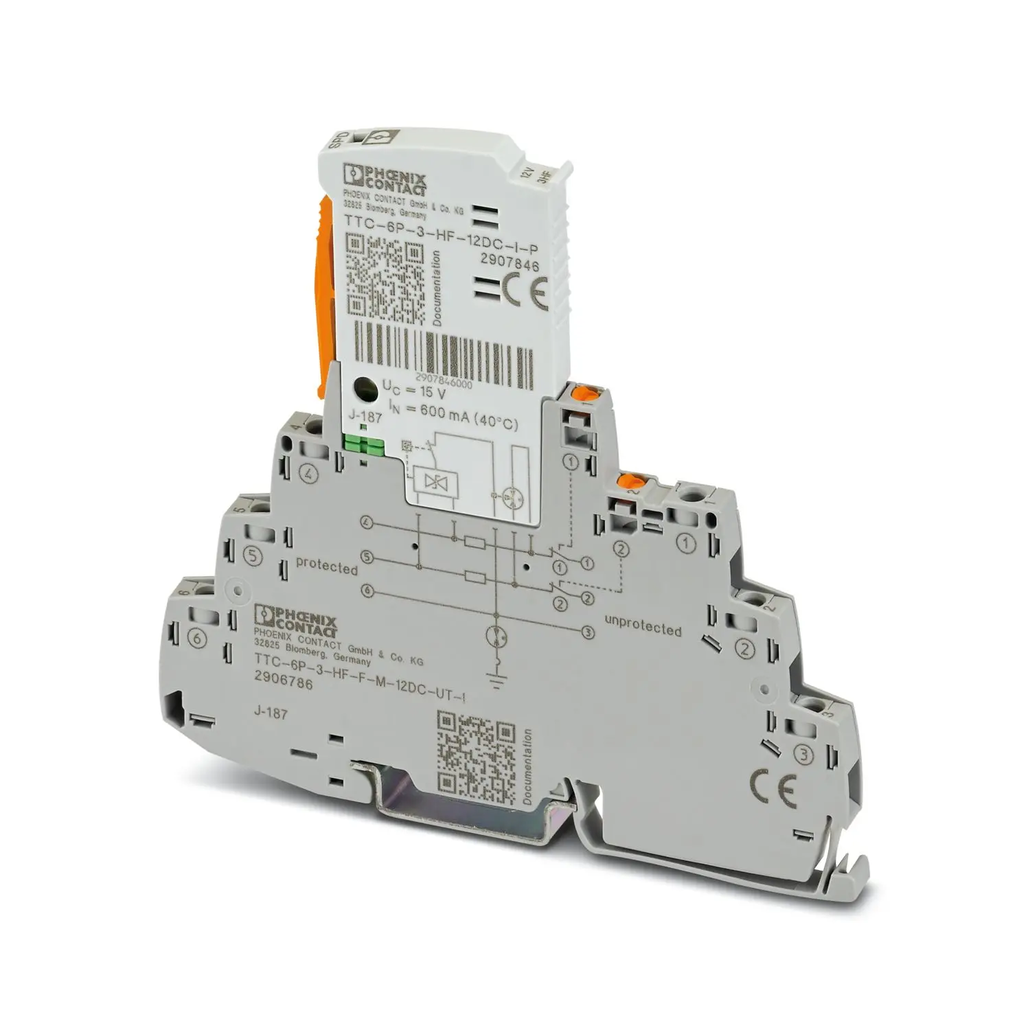 Produktfoto 1 von Phoenix Contact, Überspannungsschutz, 145 V 20 kA DIN-Hutschiene Surge Protection Device TTC