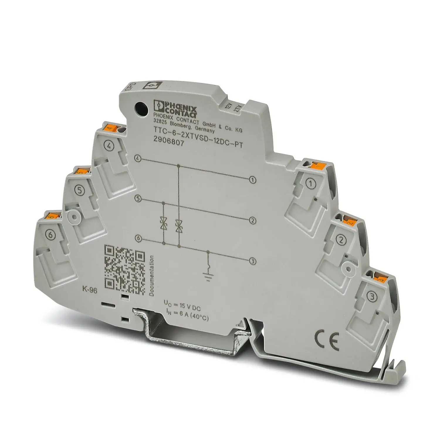 Produktfoto 1 von Phoenix Contact, Überspannungsschutz, 40 V 5 kA DIN-Hutschiene Surge Protection Device TTC