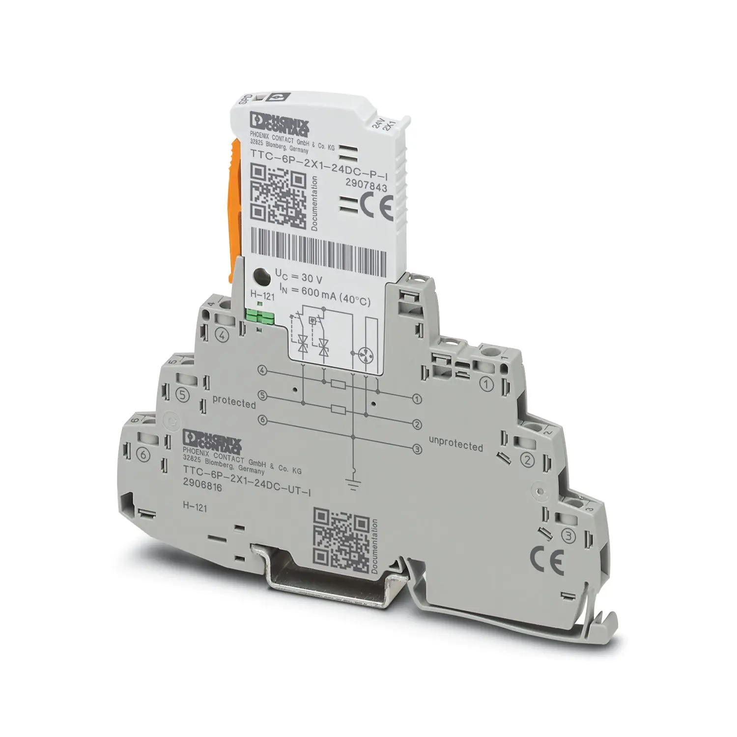 Produktfoto 1 von Phoenix Contact, Überspannungsschutz, 140 V 5 kA DIN-Hutschiene Surge Protection Device TTC