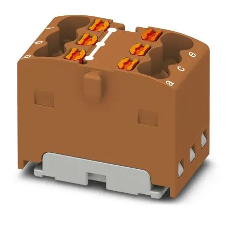 Produktfoto 1 von Phoenix Contact Verteilerblock 6-polig / 450V 17.5A, Polyamid Braun, IP20