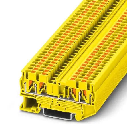 Produktfoto 1 von Phoenix Contact PT 2 Anschlussklemmenblock für Durchkontaktierung 1 Gelb, 4mm², 800V Einsteck-Anschluss IECEx/ATEX