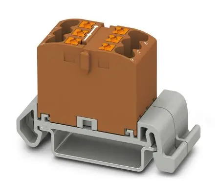 Produktfoto 1 von Phoenix Contact Verteilerblock 6-polig / 690V 24A, Polyamid Braun, IP20