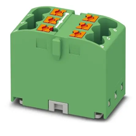 Produktfoto 1 von Phoenix Contact Verteilerblock 6-polig / 450V 24A, Polyamid Schwarz, Gelb, IP20