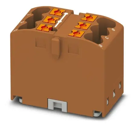Produktfoto 1 von Phoenix Contact Verteilerblock 6-polig / 450V 24A, Polyamid Braun, IP20