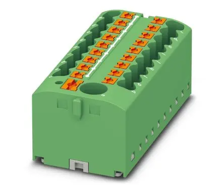 Produktfoto 1 von Phoenix Contact Verteilerblock 19-polig / 450V 24A, Polyamid Grün, IP20