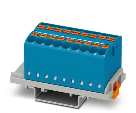 Produktfoto 1 von Phoenix Contact Verteilerblock 18-polig / 690V 24A, Polyamid Blau, IP20