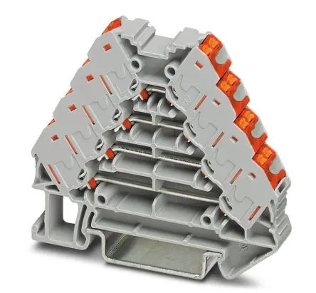 Produktfoto 1 von Phoenix Contact PTRV 4 /RD Anschlussklemmenblock DIN-Schiene 4 Grau, 0.14mm², 2.5 mm², 250V Einsteck-Anschluss