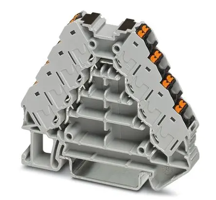 Produktfoto 1 von Phoenix Contact PTRV 4-PV /BK Anschlussklemmenblock DIN-Schiene 4 Grau, 0.14mm², 2.5 mm², 250V Einsteck-Anschluss