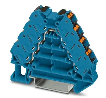 Produktfoto 1 von Phoenix Contact PTRV 4-PV BU/BK Anschlussklemmenblock DIN-Schiene 4 Blau, 0.14mm², 2.5 mm², 250V Einsteck-Anschluss