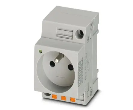 Produktfoto 1 von Phoenix Contact Netzsteckdose DIN-Schienen 16A, 2+E, Typ E Polyamid, 250V Grau Einsteck-Anschluss, für Frankreich