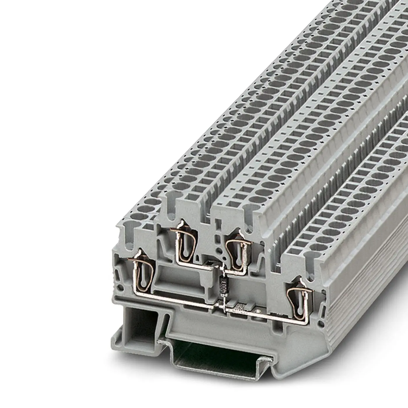 Produktfoto 1 von Phoenix Contact Bauteil-Anschlussklemmenblock 2 Grau, 0.08 to 4 mm², 500 V ZUGFEDER