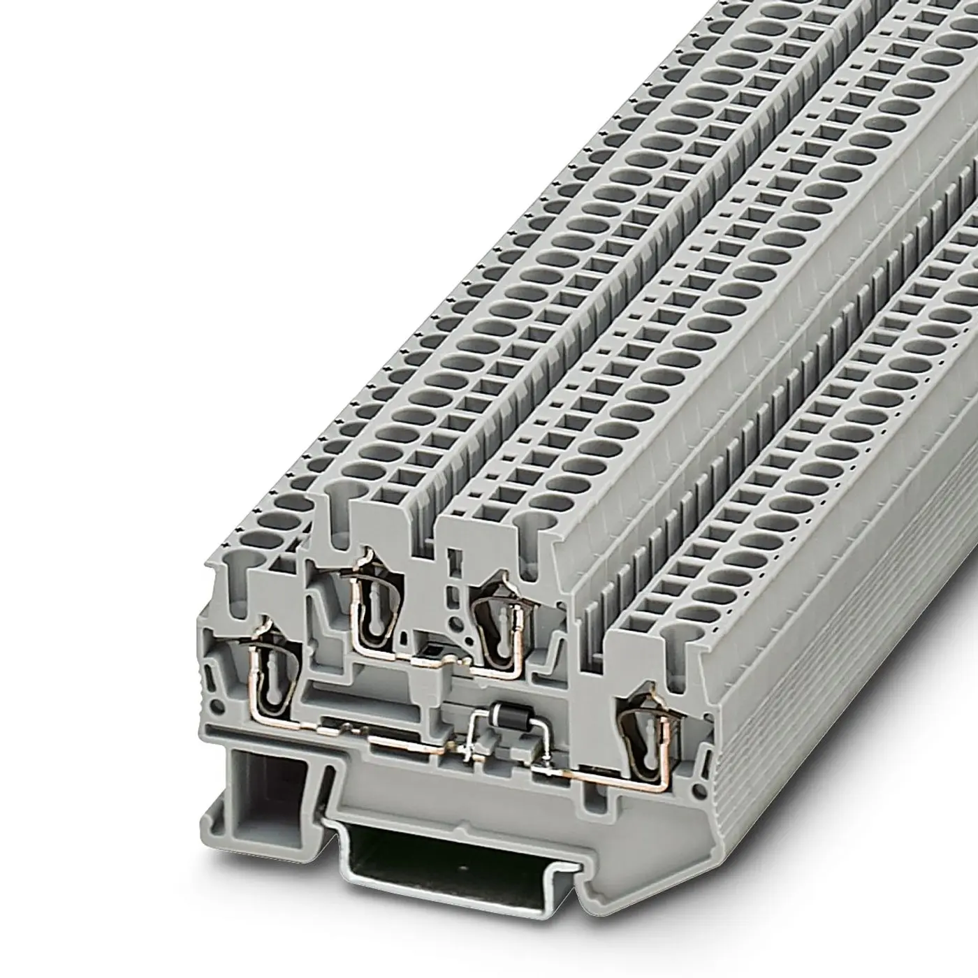 Produktfoto 1 von Phoenix Contact Bauteil-Anschlussklemmenblock 2 Grau, 0.08 to 4 mm², 500 V ZUGFEDER