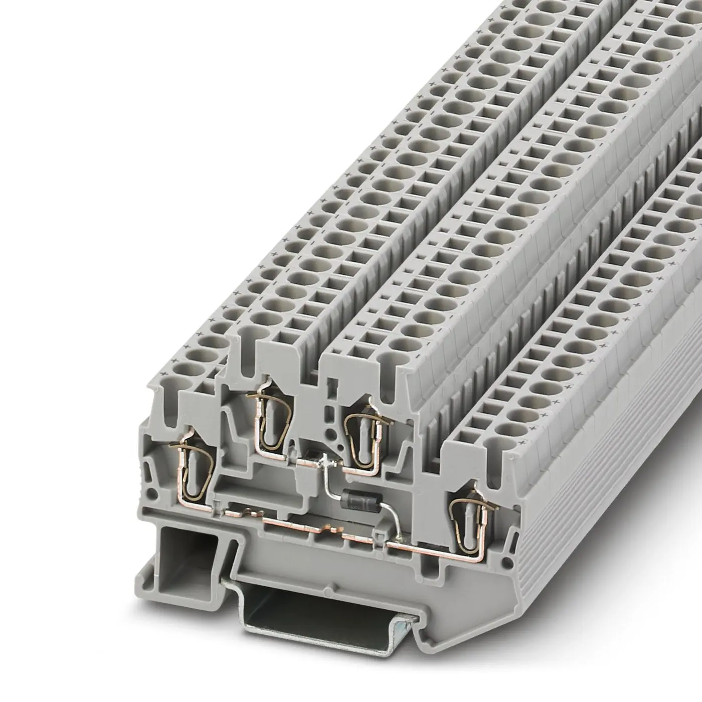 Produktfoto 1 von Phoenix Contact STTB 2.5-DIO.1N5408K/U-O Bauteil-Anschlussklemmenblock 2 Grau, 0.08 to 4 mm², 500 V ZUGFEDER