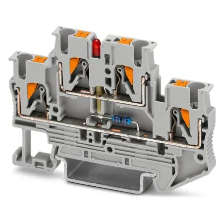 Produktfoto 1 von Phoenix Contact PTU 4-TG-P Doppelstock Reihenklemmen 2 Grau, 0.2mm², 6 mm², 400V Einsteck-Anschluss