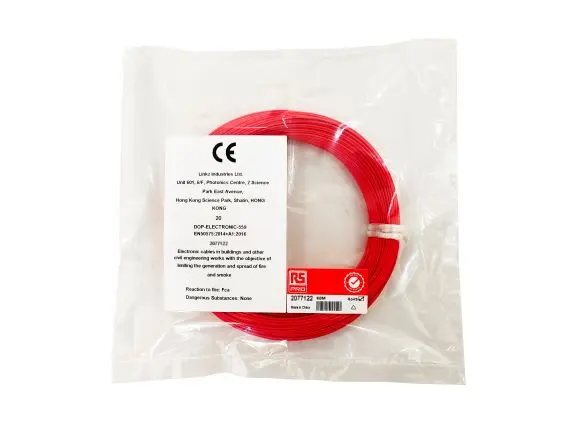 Produktfoto 1 von RS PRO Einzeladerleitung 0,05 mm², 30 AWG 100m Rot ETFE isoliert