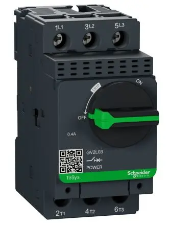 Produktfoto 1 von Schneider Electric TeSyS GV Motorschutzschalter, 0.4A Schutzschalter 690V ac 89mm x 45 mm Schutzschalter mit Magnetisch