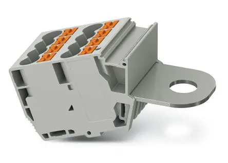 Produktfoto 1 von Phoenix Contact PTPOWER Polyamid Verdrahtungsblock-Steckverbinder 41A Grau 9-polig Einsteck-Anschluss 0.5mm², 10 mm²