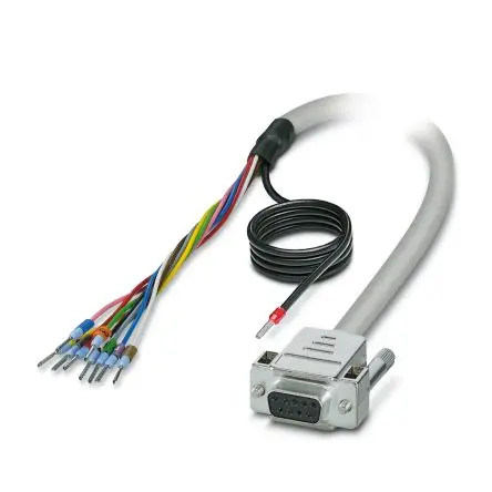 Produktfoto 1 von Phoenix Contact Kabel / D-Sub, 9-polig Buchse / Nicht abgeschlossen, 3 m Polyvinylchlorid, Grau, cULus, CSA, UL