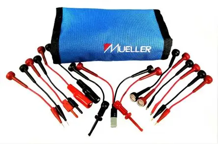 Produktfoto 1 von Mueller Electric Multimeter-Messleitungen mit Klemmprüfspitze, Nadelstift, Prüfspitzen Kit