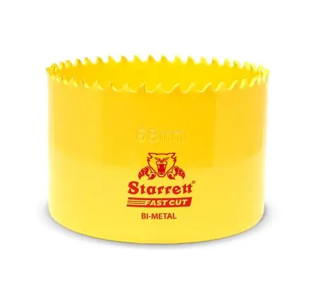 Produktfoto 1 von Starrett, Ø 68 mm HSS Bohrer Metall, Edelstahl, Weichstahl, Kunststoff, Holz, Pflaster 14-Stk. / Bohrtiefe 38 mm