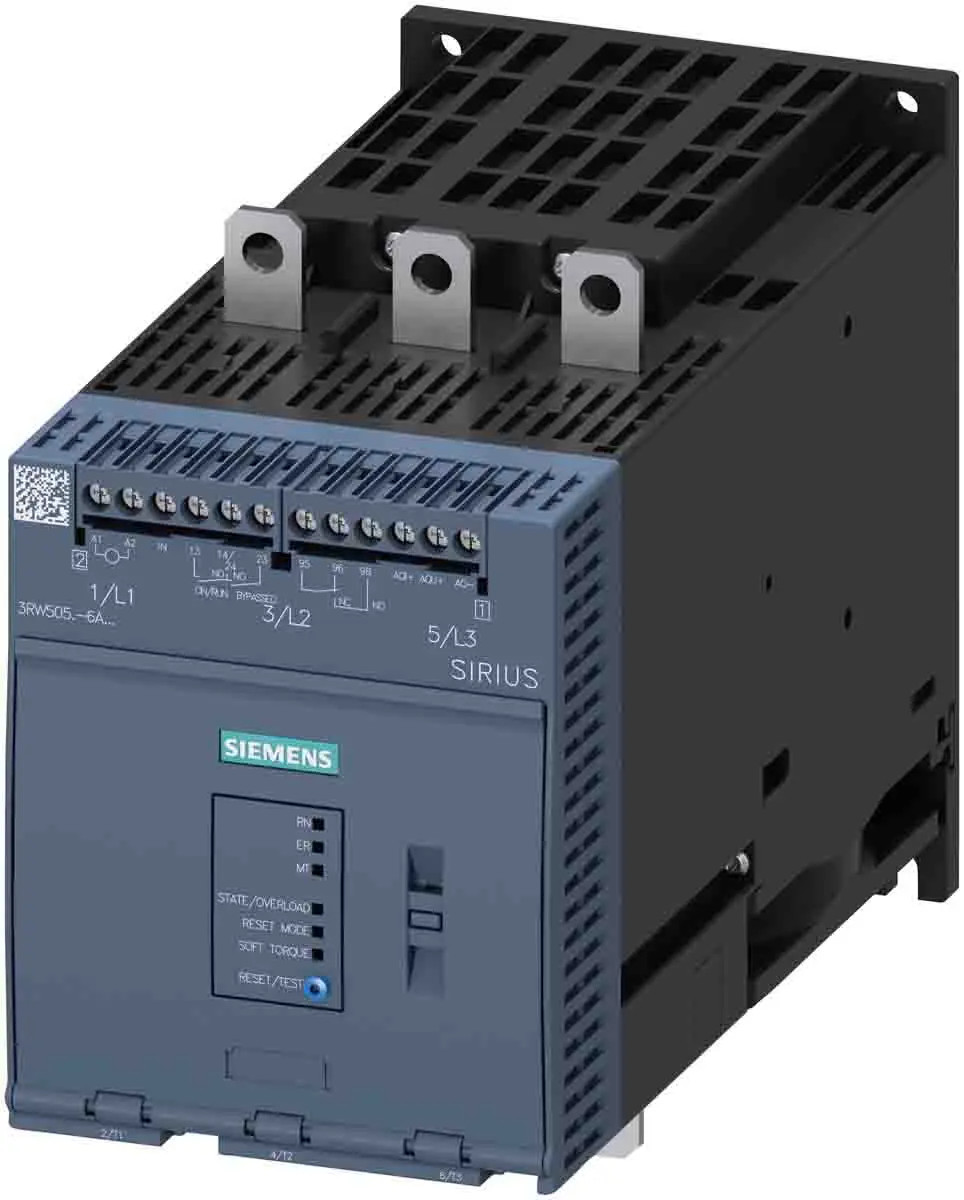 Produktfoto 1 von Siemens SIRIUS 3RW 3RW50 Sanftstarter 3-phasig 90 kW, 200 → 480 V ac / 143 A, Automatisch, manuell