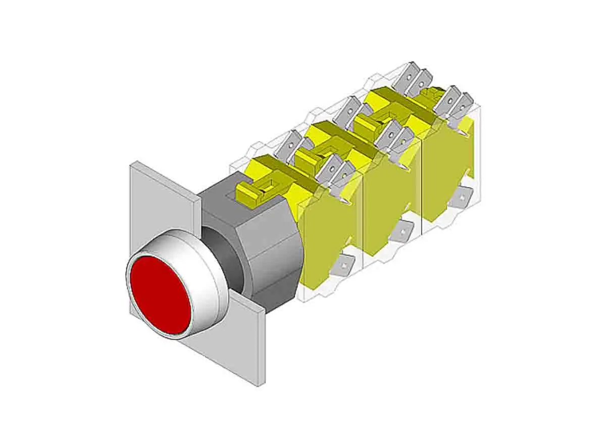 Produktfoto 1 von EAO 04 Drucktastenkopf Ø 22.5 mm, Rot Tastend erhöhter Betätiger Pilzkopf Kunststoff, IP65
