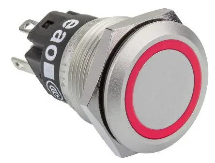 Produktfoto 1 von EAO 82 Druckschalter Rot Beleuchtet Rastend Panel Ø 19 mm, 1-poliger Umschalter / 3A 240 V dc 240 V ac, IP65, IP67