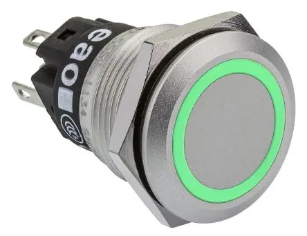 Produktfoto 1 von EAO 82 Druckschalter Grün Beleuchtet Tastend Panel Ø 19 mm, 1-poliger Umschalter / 3A 240 V dc 240 V ac, IP65, IP67