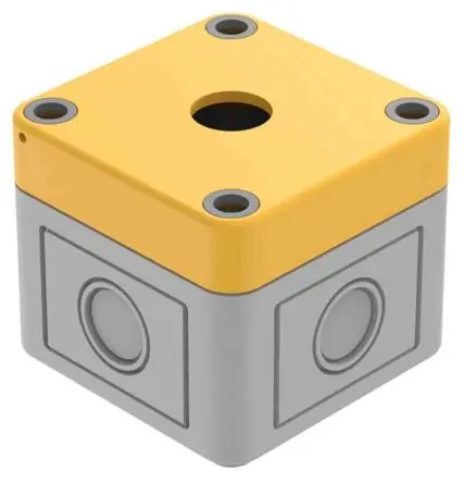 Produktfoto 1 von EAO 84 Drucktastengehäuse, 1 x Ø 22.5 mm, Grau, Gelb, Kunststoff