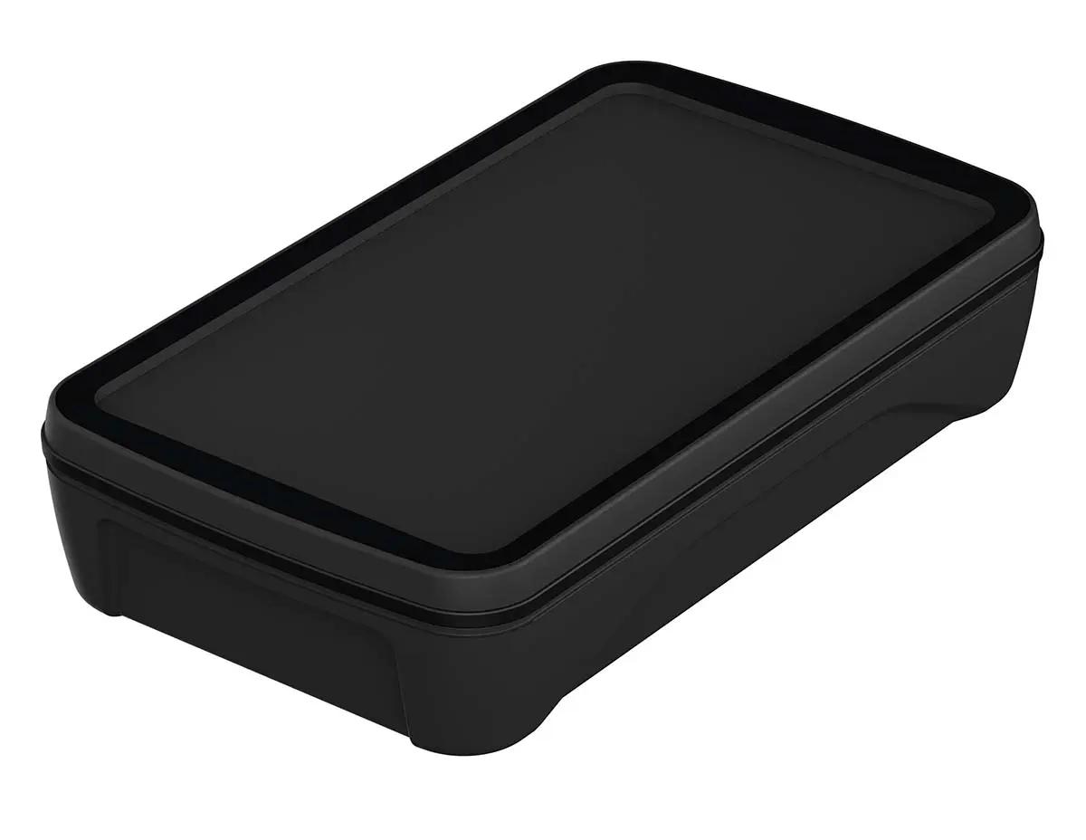 Produktfoto 1 von Bopla Serie BoPad Tragbares Gehäuse, ABS, 75 mm Eingebautes Batteriefach, 130 mm, H. 26 mm, Schwarz, IP65