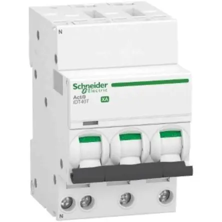 Produktfoto 1 von Schneider Electric Acti9 iDT40 Miniaturüberlastschalter Typ C, Pol 3-polig 16A, Abschaltvermögen 4.5 kA Acti9